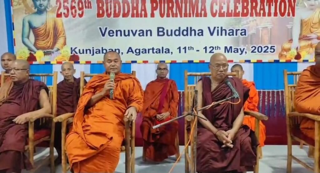 Buddhist Monk in a meeting