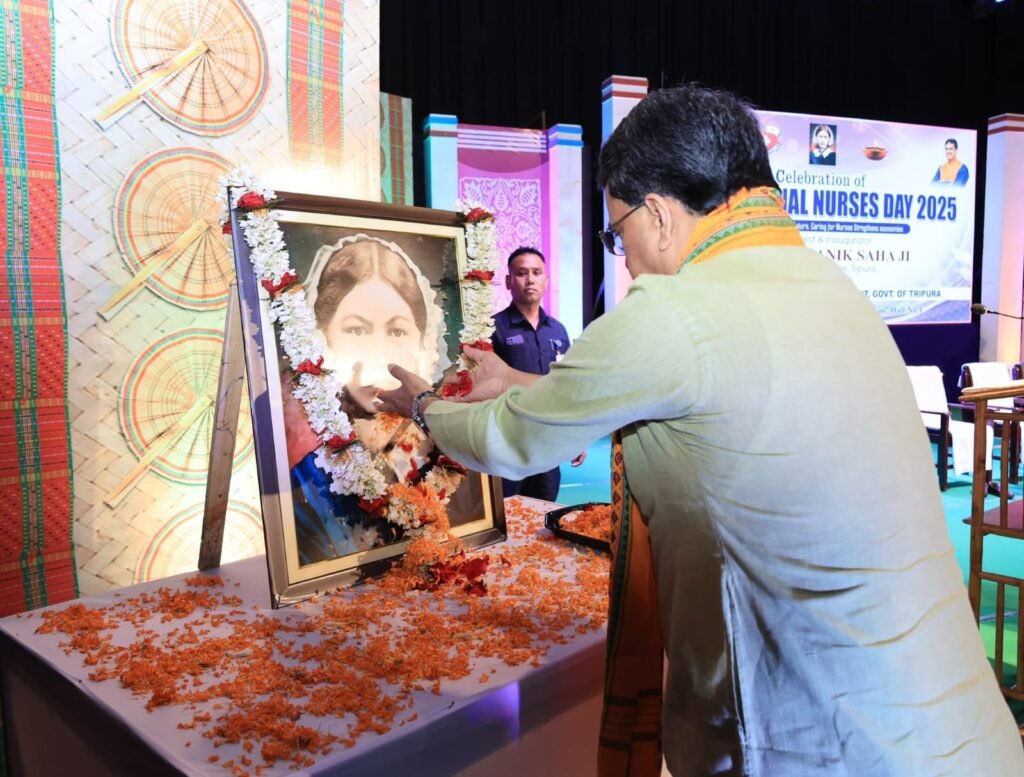 Tripura CM garlanding Florence Nightangel