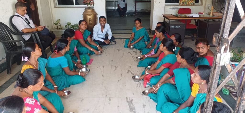 Sanitation workers protest unpaid wages at Melaghar Municipality,