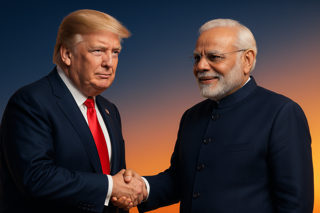 Trump and Modi Shaking Hands