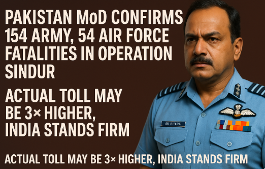 Pakistan MoD Confirms “154 Army, 54 Air Force Fatalities in Operation Sindoor” Operation Sindoor Outcome